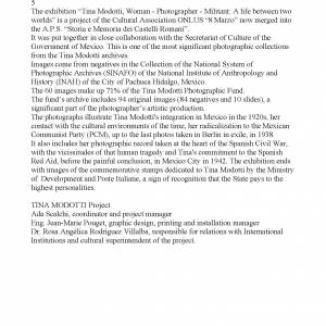 Foto Il percoso in Italia della mostra TINA MODOTTI, DONNA FOTOGRAFA, MILITANTE. Una vita fra due mondi 18