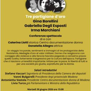 Foto In onore delle ‘Tre partigiane d’oro’: Gina Borellini, Gabriella Degli Esposti e Irma Marchiani 9