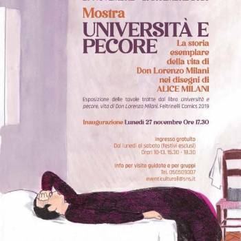 Foto: Università e pecore: la vita di Don Milani nei disegni di Alice Milani, in mostra a Pisa 