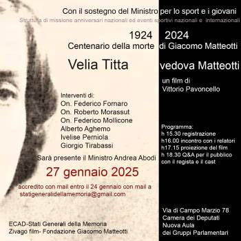 Foto: 'Velia Titta vedova Matteotti' il film di Vittorio Pavoncello