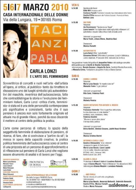 Foto: Taci anzi parla. Carla Lonzi e l'arte del femminismo