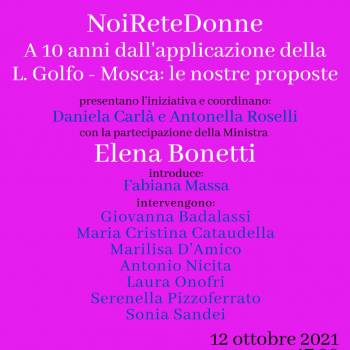 Foto: Legge Golfo-Mosca compie 10 anni: Noi Rete Donne organizza incontro 